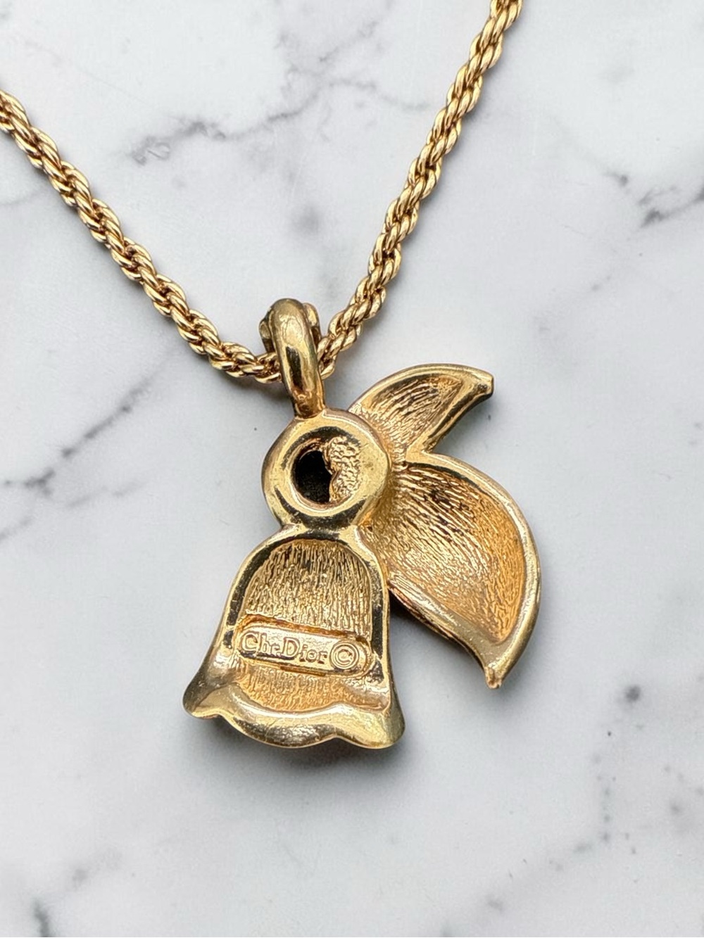 Christian Dior Vintage Lily of the Valley Bell Flower Crystal Necklace - Picture 3 of 5